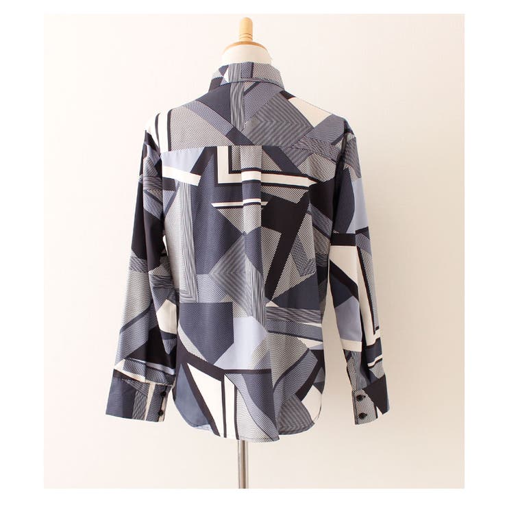 幾何学模様のレトロシャツトップス レディース ファッション[品番：SLMW0005979]｜Sawa a la mode（サワアラモード ）の