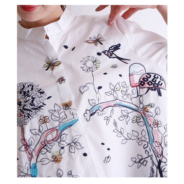 自然モチーフのカラフルイラスト刺繍の七分袖ブラウス トップス シャツ 品番 Slmw Sawa A La Mode サワアラモード のレディースファッション通販 Shoplist ショップリスト