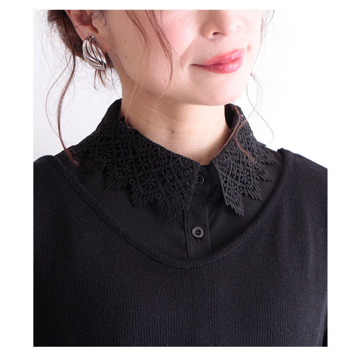 重ね着風レース付け襟ストラップ付き黒襟 小物 レディース 品番 Slmw Sawa A La Mode サワアラモード のレディース ファッション通販 Shoplist ショップリスト