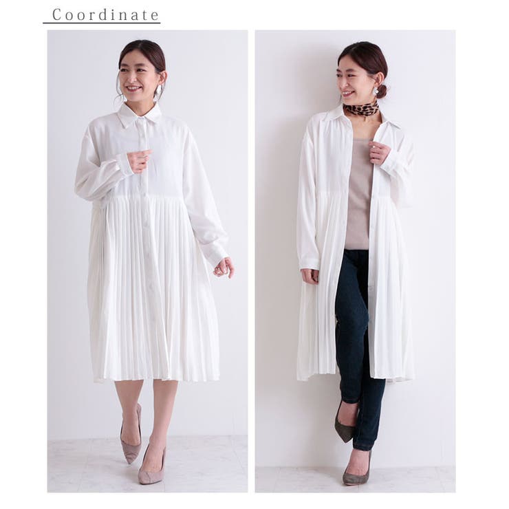 切り替えプリーツ白無地シャツワンピース ワンピース チュニック 品番 Slmw Sawa A La Mode サワアラモード のレディースファッション通販 Shoplist ショップリスト