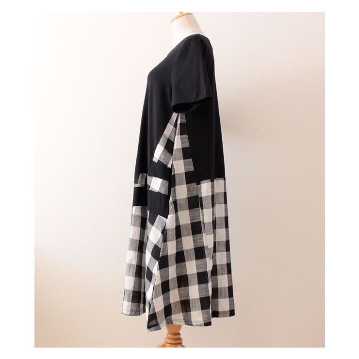 ブロックチェック模様の切り替えワンピース レディース ファッション | Sawa a la mode | 詳細画像11 