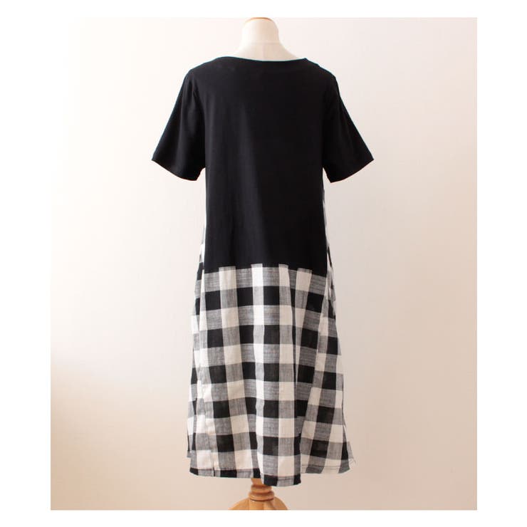 ブロックチェック模様の切り替えワンピース レディース ファッション | Sawa a la mode | 詳細画像12 