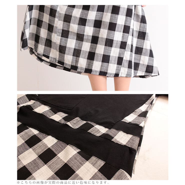 ブロックチェック模様の切り替えワンピース レディース ファッション | Sawa a la mode | 詳細画像18 