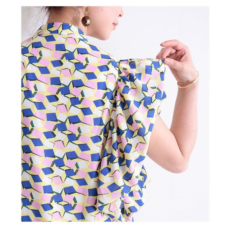 レトロ柄ボリューム袖シャツワンピース ワンピース ブルー 品番 Slmw Sawa A La Mode サワアラモード のレディースファッション通販 Shoplist ショップリスト