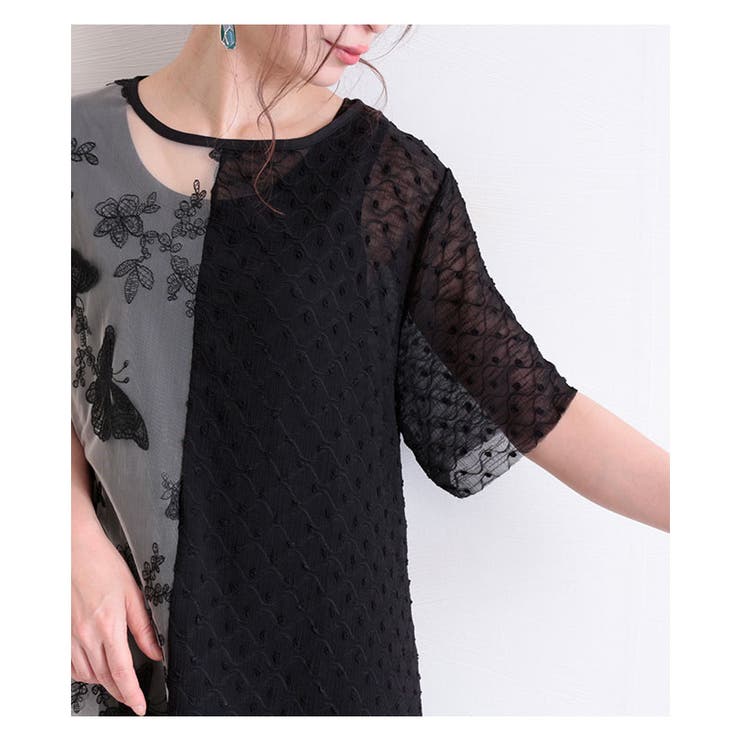 葉っぱと蝶の刺繍が重なるシアーワンピース ワンピース レディース 品番 Slmw Sawa A La Mode サワアラモード のレディースファッション通販 Shoplist ショップリスト