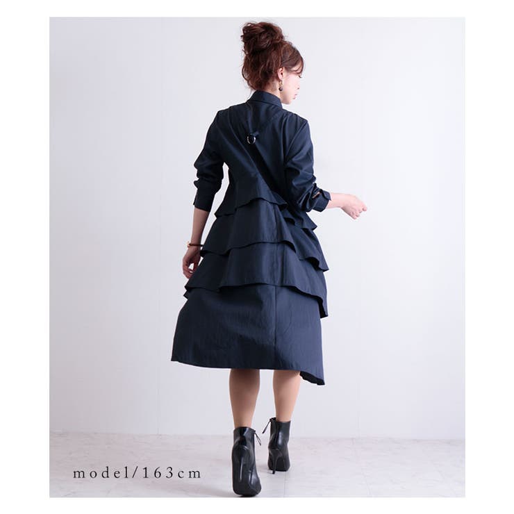 フリルティアードシャツワンピース ネイビー 長袖 品番 Slmw Sawa A La Mode サワアラモード のレディースファッション通販 Shoplist ショップリスト