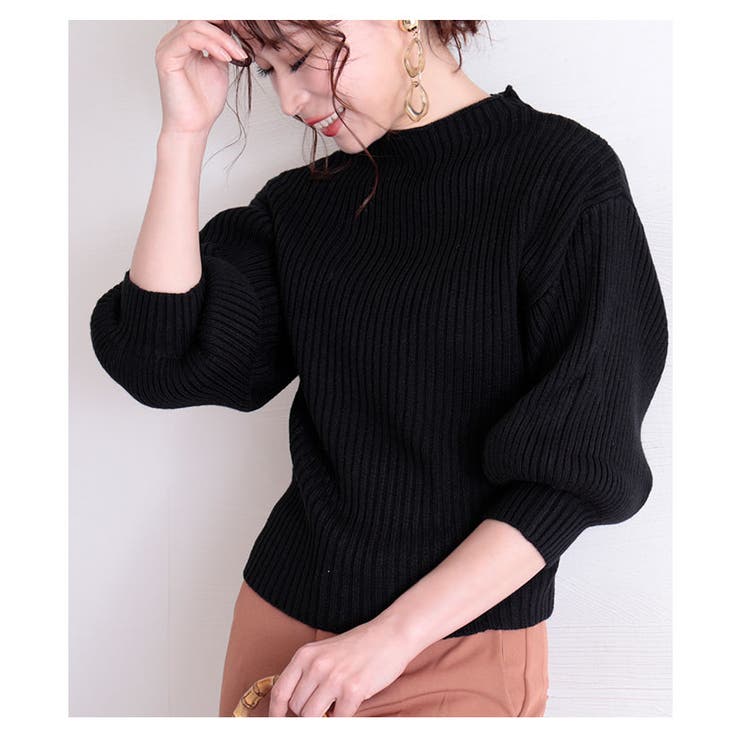 ボトルネックのぽわん袖リブニット レディース トップス[品番：SLMW0006807]｜Sawa a la mode（サワアラモード ）のレディース ファッション通販｜SHOPLIST（ショップリスト）