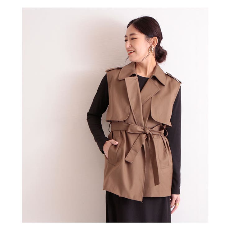 あす楽送料込み トレンチ風ベスト 即日発送正午迄 ファッション レディースファッション Www Writeawriting Com