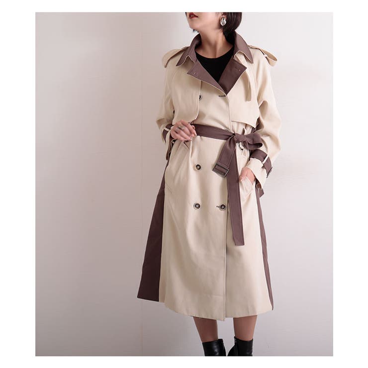 バイカラーがお洒落なトレンチコート アウター レディース 品番 Slmw Sawa A La Mode サワアラモード のレディースファッション通販 Shoplist ショップリスト