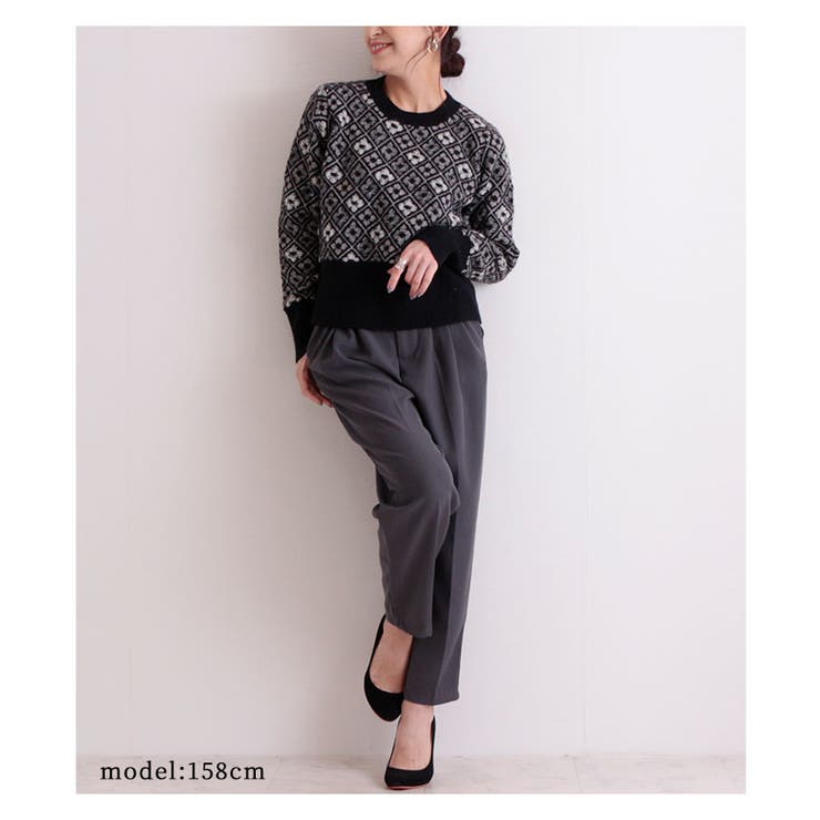 モノトーン花柄ニットトップス レディースファッション ブラック 品番 Slmw Sawa A La Mode サワアラモード の レディースファッション通販 Shoplist ショップリスト