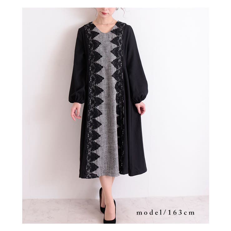 レースあしらう切替ロングワンピース レディース ファッション | Sawa a la mode | 詳細画像3 