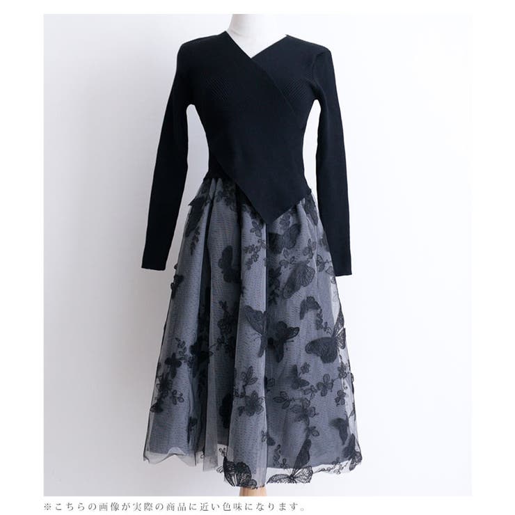 刺繍の蝶舞うチュールドッキングワンピース レディース ファッション 品番 Slmw Sawa A La Mode サワアラモード のレディースファッション通販 Shoplist ショップリスト