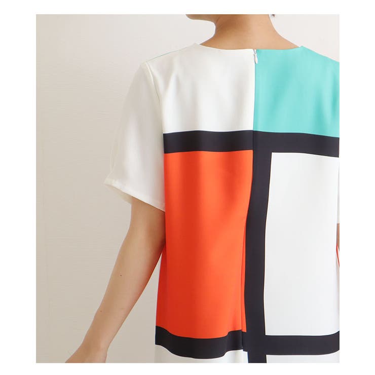 Sale 公式 夏新作 マルチカラーブロッキングワンピース ホワイト 白 半袖 ミディアム Uネック 丸首 パフスリーブ 膝丈 配色 夏 夏服 春 春服 大人か メール便全国送料無料 Farazyhospitalnatunbazar Com