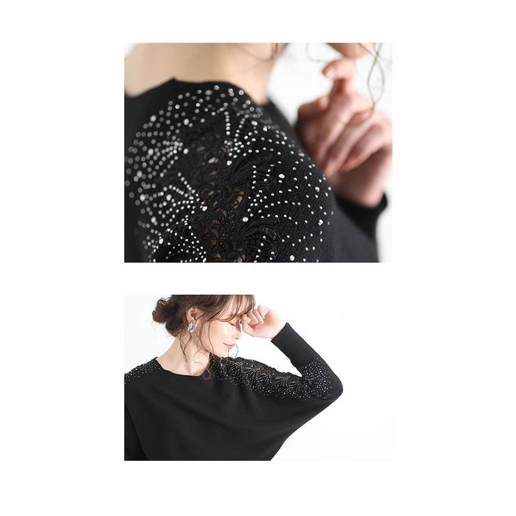 美しいストーン煌く花レースニット レディース ファッション | Sawa a la mode | 詳細画像19 