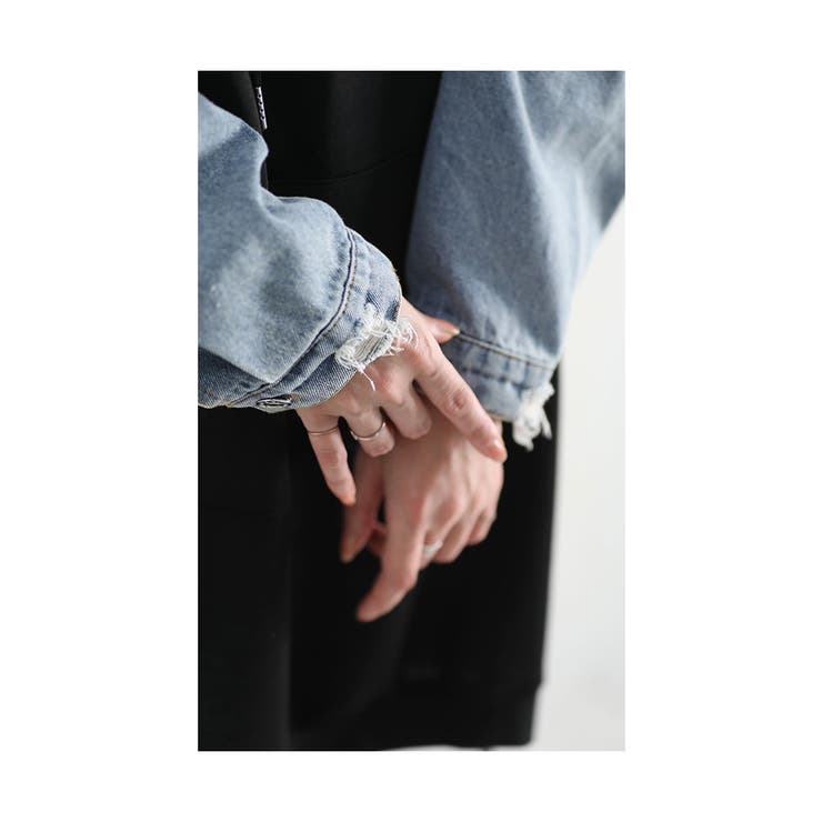 デニム切替のゆったりパーカーチュニック レディース ファッション | Sawa a la mode | 詳細画像15 