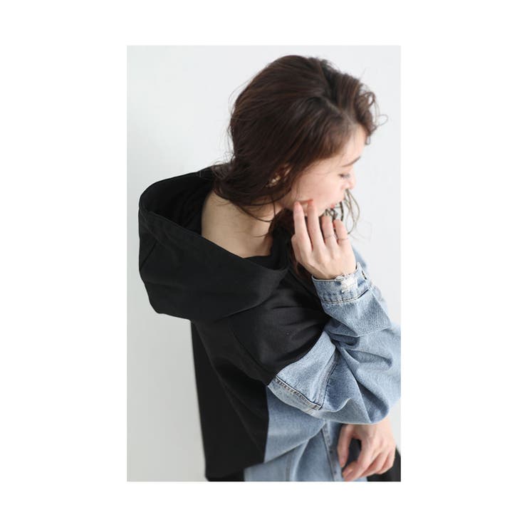 デニム切替のゆったりパーカーチュニック レディース ファッション | Sawa a la mode | 詳細画像20 