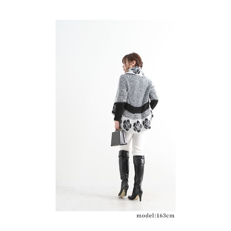 sawa a la mode カーディガン　ツイード　シャギー　アウター　完売 ラグジュアリーな薔薇模様のシャギーニットカーディガン レディース