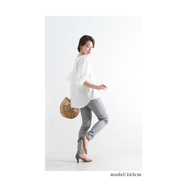グレンチェック柄美脚ストレッチパンツ【11月24日20時販売新作】