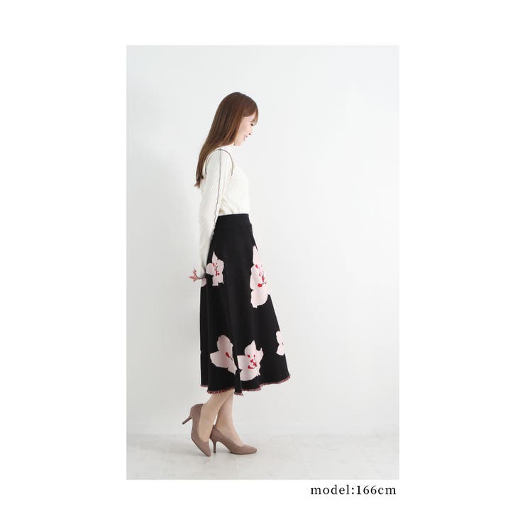 愛らしい桜のニットフレアスカート【11月24日20時販売新作】