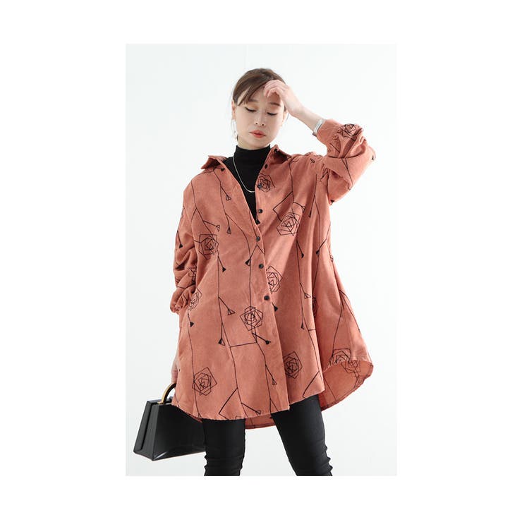 幾何学なお花模様のコーデュロイシャツ レディース ファッション | Sawa a la mode | 詳細画像7 