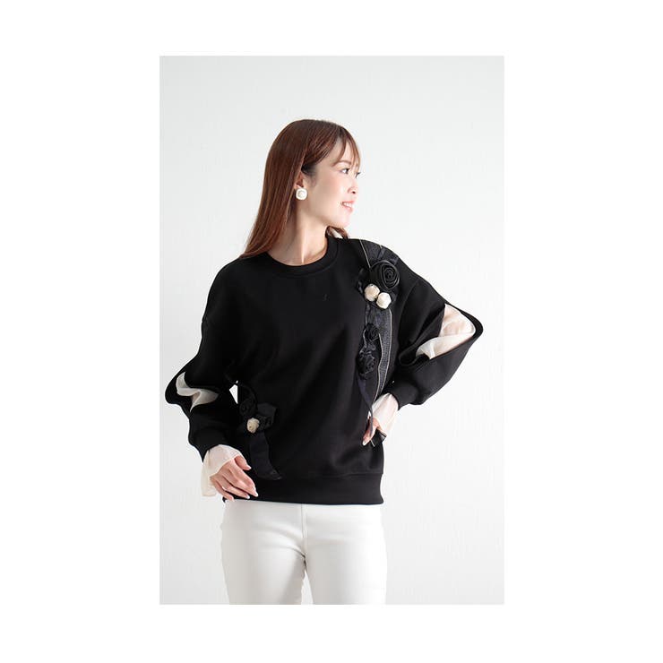 花モチーフ付き袖シアーな大人可愛いトレーナー レディース ファッション 品番 Slmw Sawa A La Mode サワアラモード のレディースファッション通販 Shoplist ショップリスト