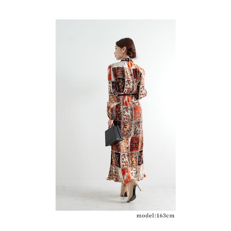 アジアンテイストな総柄模様のプリーツロングワンピース レディース ファッション 品番 Slmw Sawa A La Mode サワアラモード のレディースファッション通販 Shoplist ショップリスト