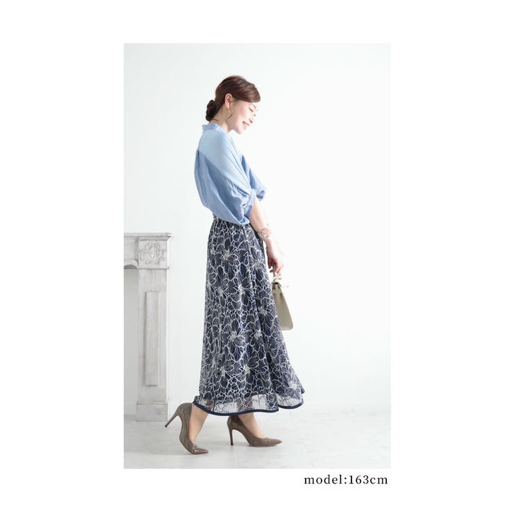 長さを変えて楽しめる花レースロングスカート【3月28日20時販売新作】