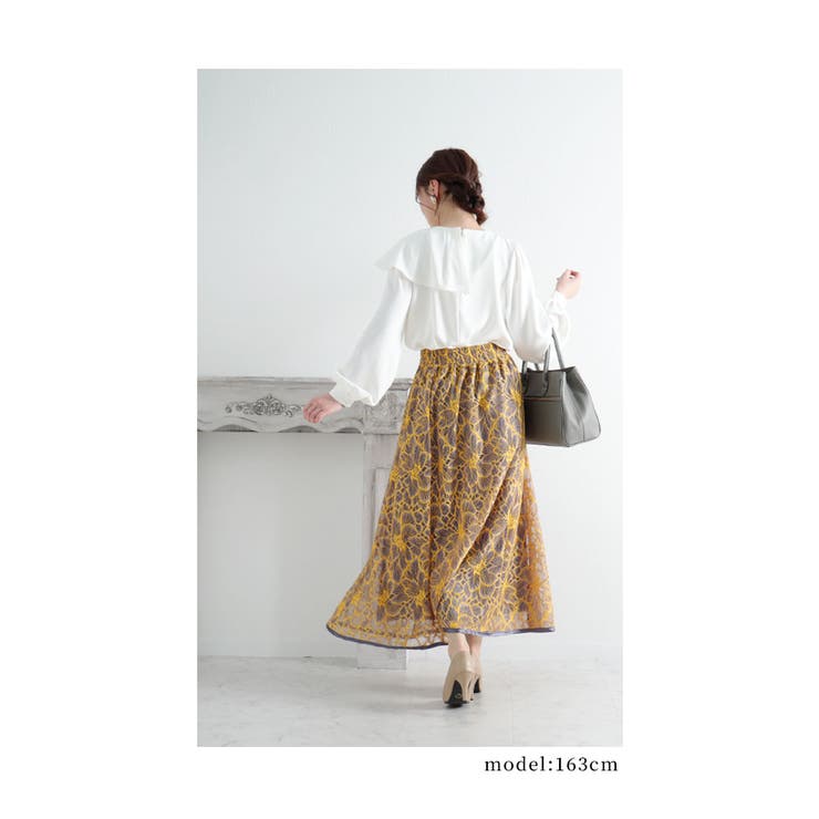 長さを変えて楽しめる花レースロングスカート【3月28日20時販売新作】