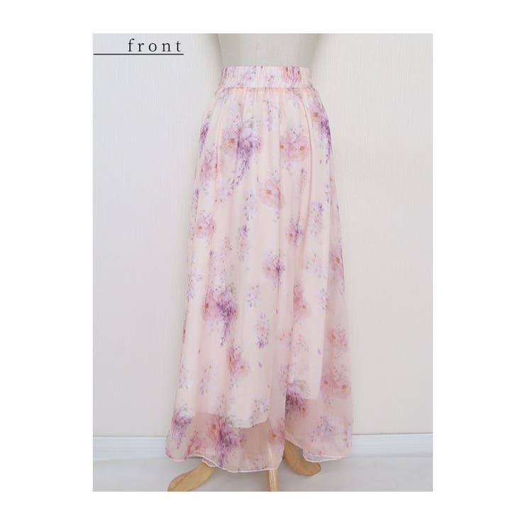 【誠実】 フェミニンな雰囲気に包み込む花柄シフォンフレアスカート スカート