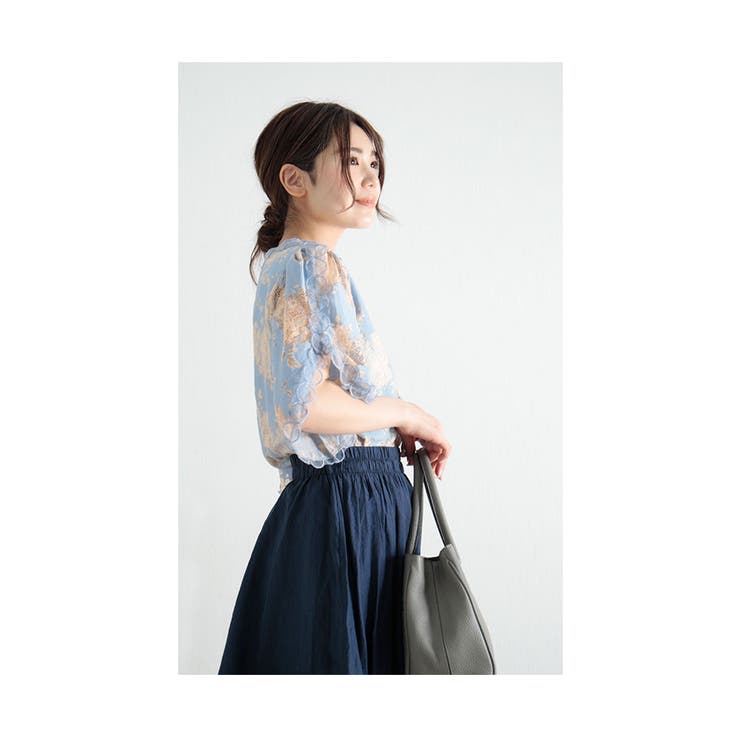 まあるいチュール連なる花レーストップス【4月13日20時販売新作】