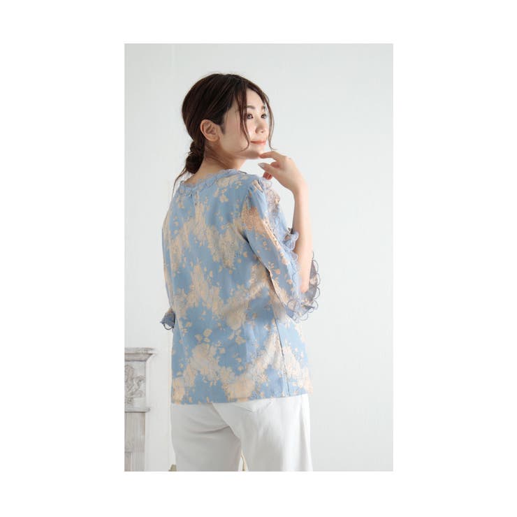 まあるいチュール連なる花レーストップス【4月13日20時販売新作】