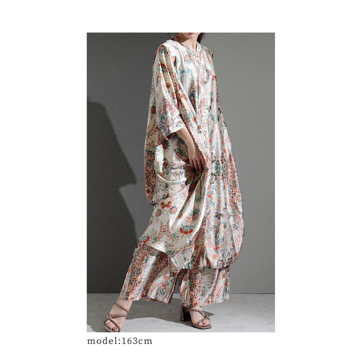 バルーンシルエットのエスニックセットアップ ベージュ ペイズリー | Sawa a la mode | 詳細画像15 