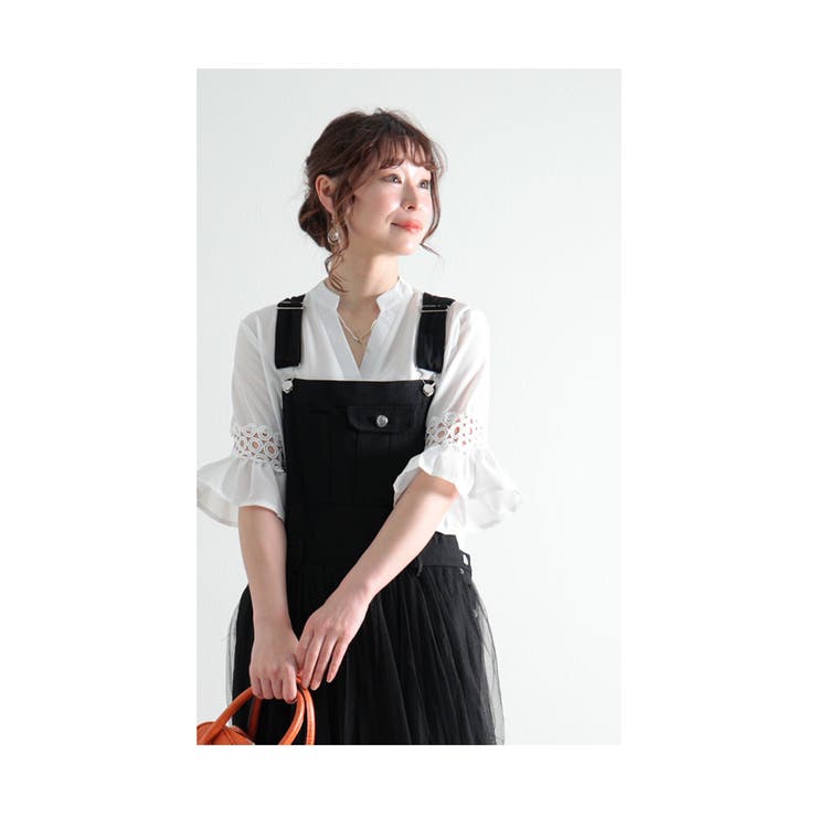 丸レースのフレアスリーブチュニック【7月6日20時販売新作】