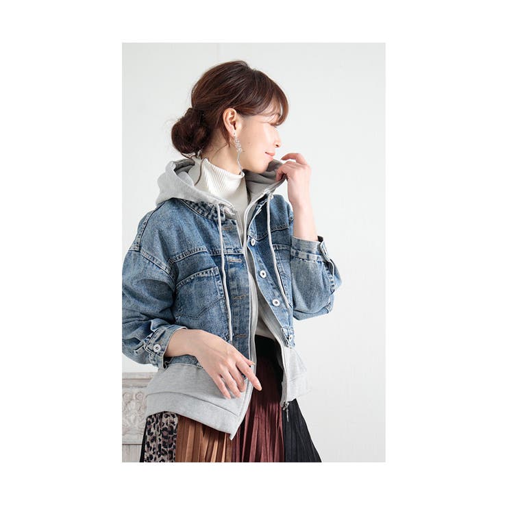 フェイクレイヤードデニムジャケット【9月7日20時販売新作】