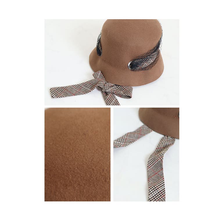 チュールネット付きレトロなリボンウールハット レディース ファッション | Sawa a la mode | 詳細画像29 