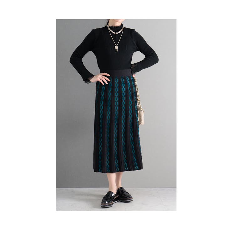 日本製透かし編みニットスカート レディース ミモレ[品番：SLMW0008730  