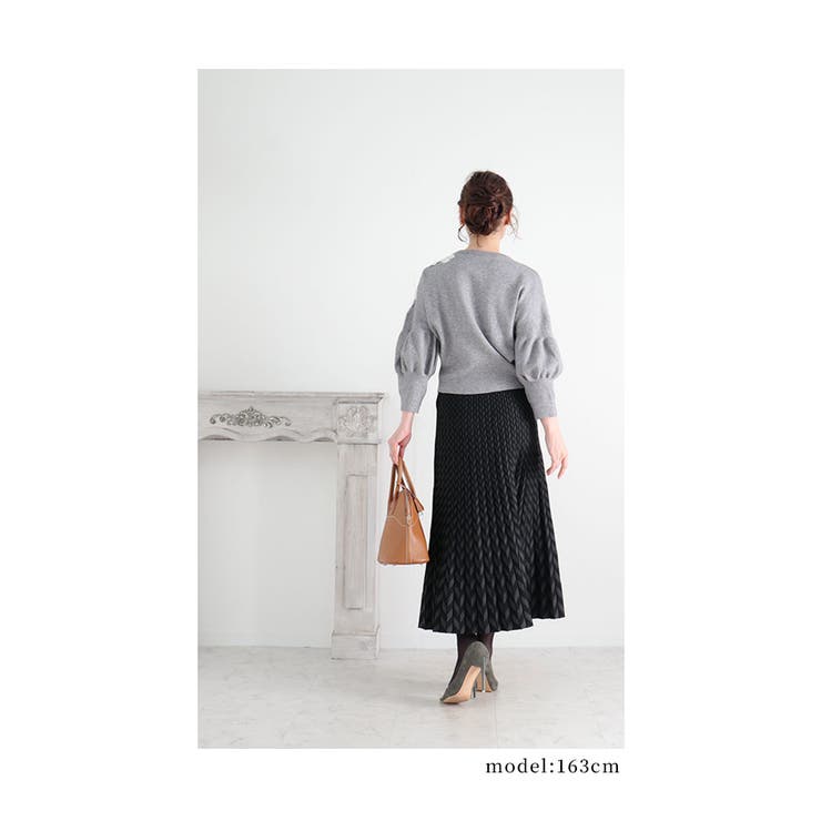 体型を拾わないモダンな和柄プリーツニットスカート レディース ファッション | Sawa a la mode | 詳細画像15 