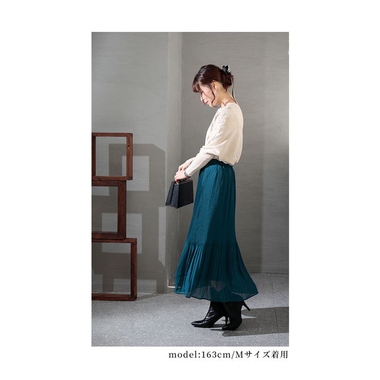 裏フリースの暖かシフォンプリーツスカート【11月16日20時販売新作】