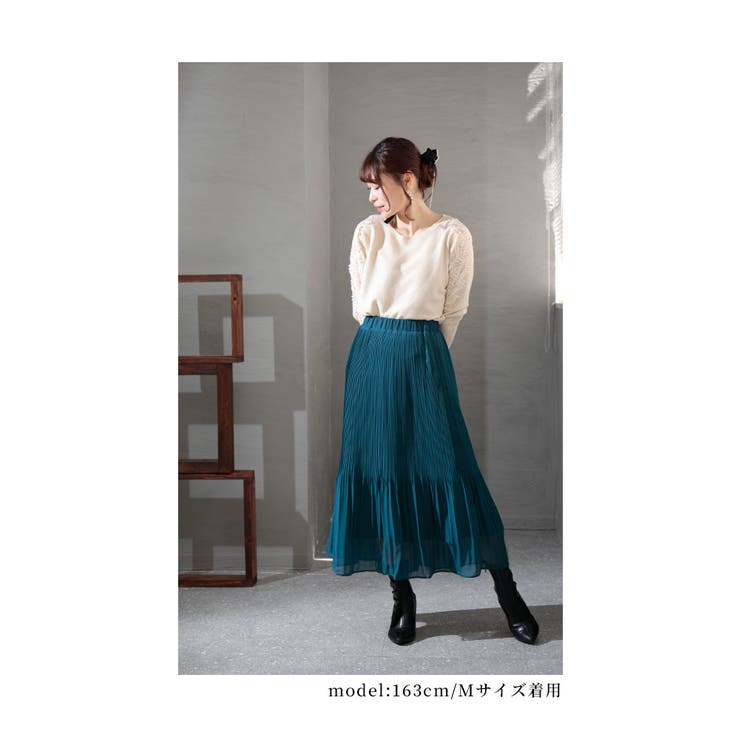 裏フリースの暖かシフォンプリーツスカート【11月16日20時販売新作】