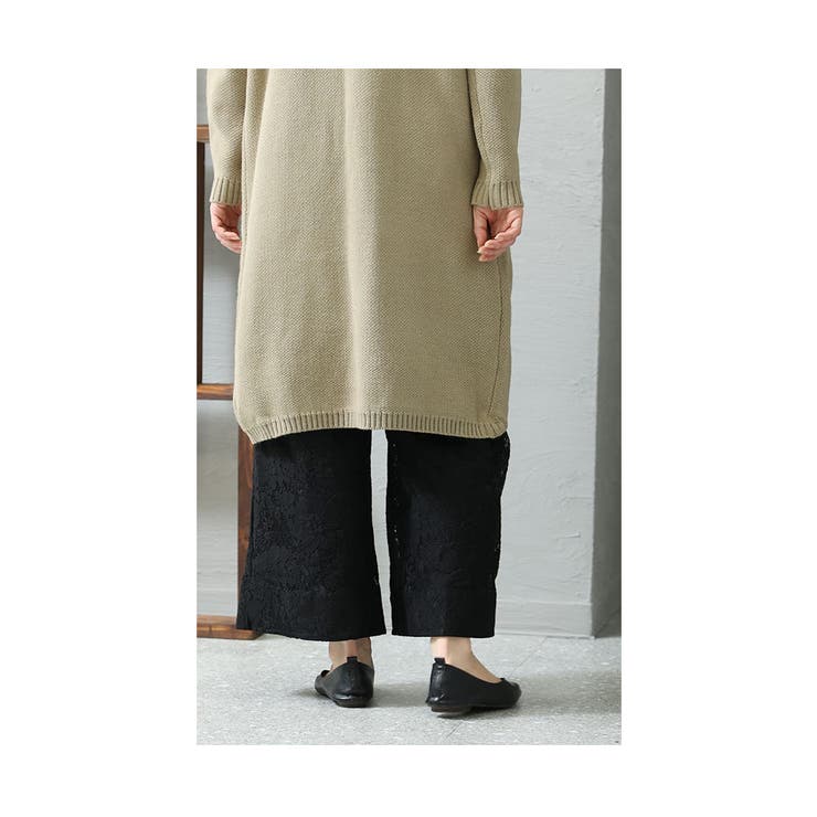 暖かな裏フリースのレースワイドパンツ【11月30日20時販売新作】