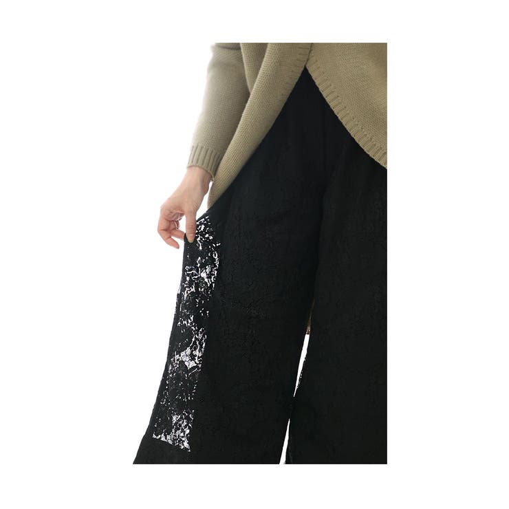 暖かな裏フリースのレースワイドパンツ【11月30日20時販売新作】