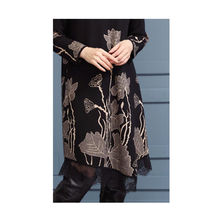 草花立ち昇るレース付きニットワンピース レディース 長袖 | Sawa a la mode | 詳細画像10 