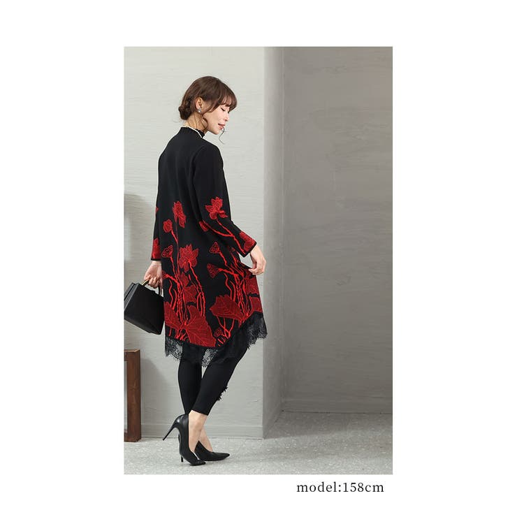 草花立ち昇るレース付きニットワンピース レディース 長袖 | Sawa a la mode | 詳細画像16 