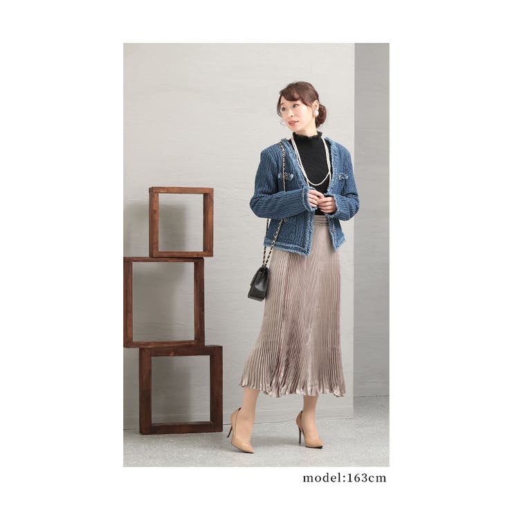 エンボス加工ノーカラージャケット【3月4日20時販売新作】