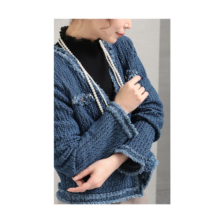 エンボス加工ノーカラージャケット【3月4日20時販売新作】