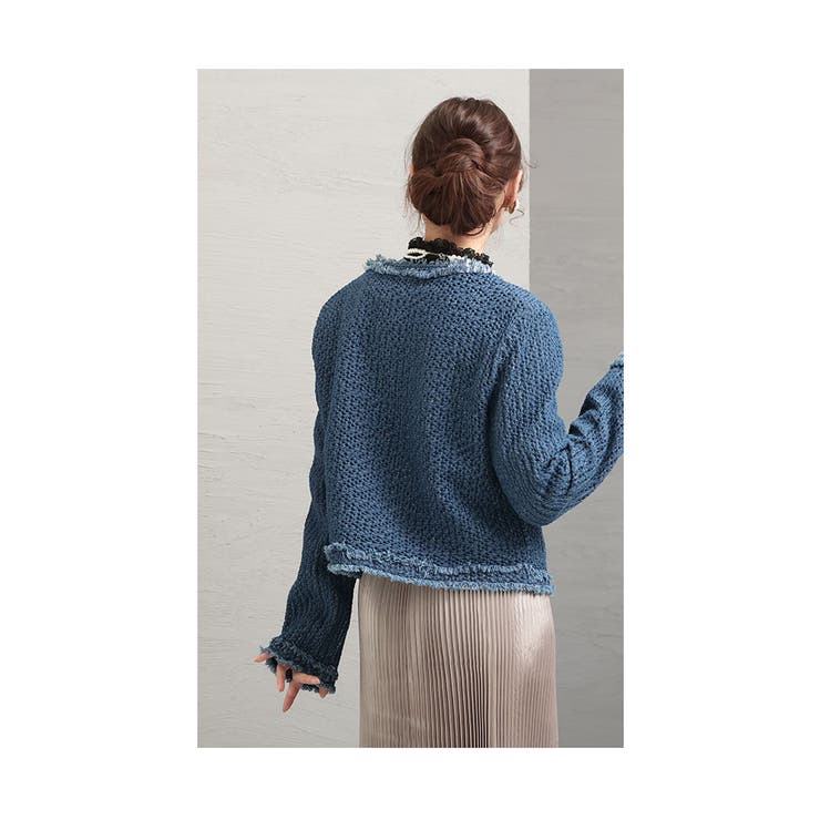エンボス加工ノーカラージャケット【3月4日20時販売新作】