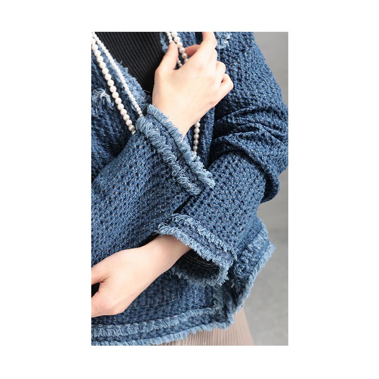 エンボス加工ノーカラージャケット【3月4日20時販売新作】