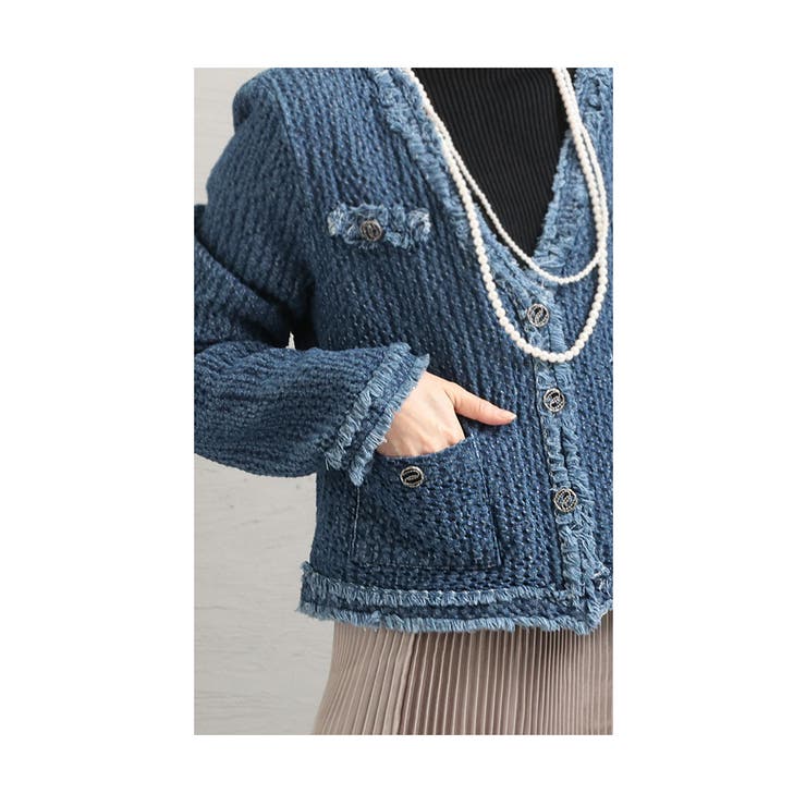 エンボス加工ノーカラージャケット【3月4日20時販売新作】