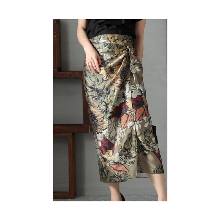 女っぽいボタニカルラップスカート【3月20日20時販売新作】