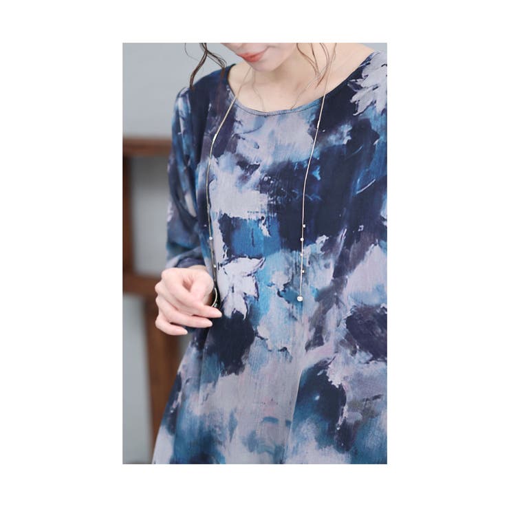 風に舞う透け感を纏う水墨の花シアーチュニック レディース ファッション | Sawa a la mode | 詳細画像4 